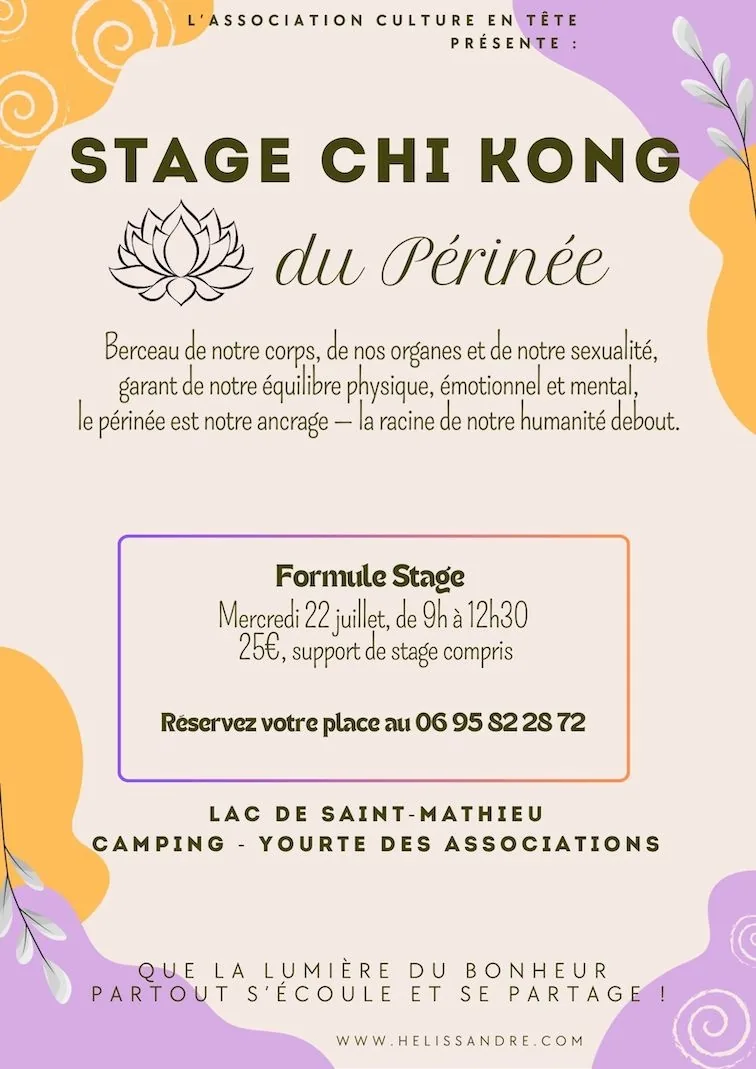 Affiche du stage Chi Kong du périnée du mercredi 22 juillet 2026